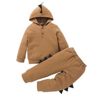 Dinosaur Children's Pants Suit 2021 New Autumn Long-sleeved Solid Color Hooded Two-piece main image 6