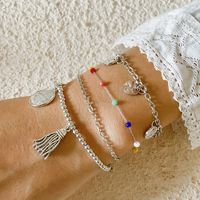 Ethnic Style Portrait Tassel Embossed Stacking Bracelet Color Beads Chain Bracelets main image 2