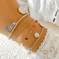 Ethnic Style Portrait Tassel Embossed Stacking Bracelet Color Beads Chain Bracelets main image 3