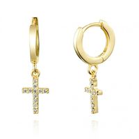 European And American Fashion Simple Ear Buckle Cross Inlaid Zircon Ear Hoop Earrings main image 2