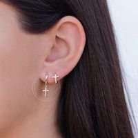 European And American Fashion Simple Ear Buckle Cross Inlaid Zircon Ear Hoop Earrings main image 4
