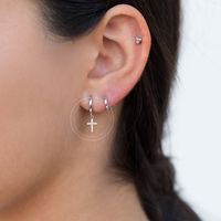 European And American Fashion Simple Ear Buckle Cross Inlaid Zircon Ear Hoop Earrings main image 5