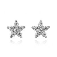 925 Silver Needle Stars Inlaid Zircon Flower Earrings Five-pointed Star Copper Earrings Women main image 3