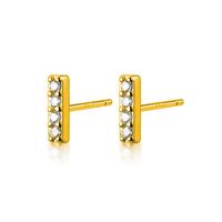 Boucles D&#39;oreilles Féminines Simples Européennes Et Américaines Mot Rectangulaire Incrusté De Zircon Boucles D&#39;oreilles En Cuivre main image 2