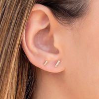 European And American Simple Female Earrings Rectangular Word Inlaid Zircon Copper Earrings main image 4