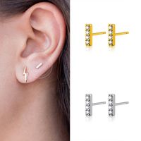 European And American Simple Female Earrings Rectangular Word Inlaid Zircon Copper Earrings main image 5