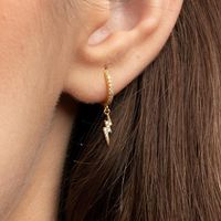 European And American Geometric Ear Buckle Double Fold Lightning Diamond Earrings main image 3