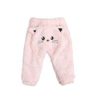 Solid Color Cute Cat Flannel Autumn And Winter Trousers Children Warm Thick Pants sku image 5