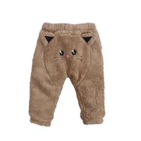 Solid Color Cute Cat Flannel Autumn And Winter Trousers Children Warm Thick Pants sku image 1