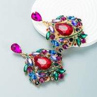 Color Diamond Diamond Rhinestone Geometric Exaggerated Earrings main image 3