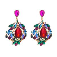 Color Diamond Diamond Rhinestone Geometric Exaggerated Earrings main image 7