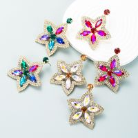 American Fashion Alloy Diamond Rhinestone Star Earrings main image 1