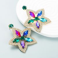 American Fashion Alloy Diamond Rhinestone Star Earrings main image 3