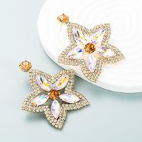 American Fashion Alloy Diamond Rhinestone Star Earrings sku image 2