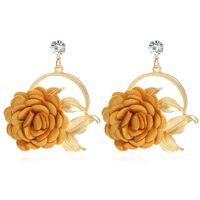 Autumn And Winter New Fabric Flower Earrings Multi-layer Petal Pasting Ethnic Flower Earrings sku image 8