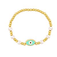 Gold Bead Pearl Beaded Woven Devil Eye Bracelet Dripping Oil Eye Copper Bracelet sku image 10