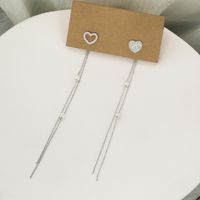 Exquisite Fashion All-match Heart Stud Tassel Earrings main image 3