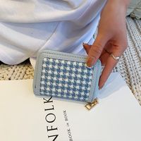 Korean Version Small Wallet Short Paragraph Simple Houndstooth Small Wallet Retro Folding Coin Purse sku image 1