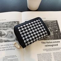 Korean Version Small Wallet Short Paragraph Simple Houndstooth Small Wallet Retro Folding Coin Purse sku image 2