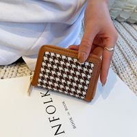 Korean Version Small Wallet Short Paragraph Simple Houndstooth Small Wallet Retro Folding Coin Purse sku image 3