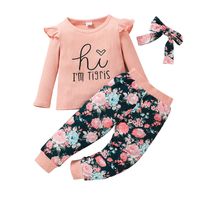 European And American Alphabet T-shirt Two-piece Baby Long-sleeved Tops And Trousers Suit sku image 1