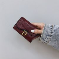 2021 New Buckle Small Wallet Short Organ Korean Prismatic Coin Purse Card Bag Wallet sku image 1