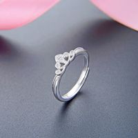 Simple Wind Diamond Crown Silver Ring Korean Version Of S925 Sterling Silver Temperament Ring main image 2