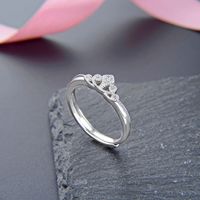 Simple Wind Diamond Crown Silver Ring Korean Version Of S925 Sterling Silver Temperament Ring main image 3