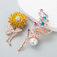 Broche De Girasol Con Diamantes De Imitación De Perlas Coreanas, Accesorios De Broche De Moda Al Por Mayor main image 1