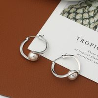 Simple Geometric Classic Inlaid Pearl Earrings main image 1