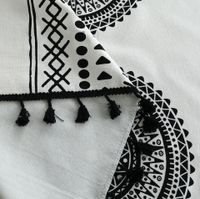 Bohemian Mandrel Printing Black Tassel Decoration Kitchen Curtain sku image 3