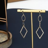 Fashion Geometric Splicing Chain Pendent Copper Earrings main image 3