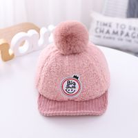 Autumn And Winter New Plush Hats Cute Children Brimmed Letter Caps sku image 5