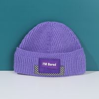 Hip-hop Leather Label Knitted Hat Winter Children Hat sku image 2