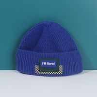 Hip-hop Leather Label Knitted Hat Winter Children Hat sku image 4