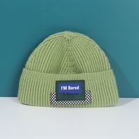 Hip-hop Leather Label Knitted Hat Winter Children Hat sku image 8