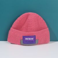 Hip-hop Leather Label Knitted Hat Winter Children Hat sku image 9