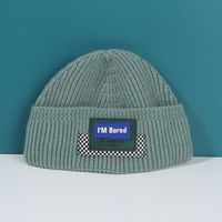 Hip-hop Leather Label Knitted Hat Winter Children Hat sku image 10