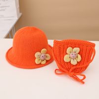 Autumn And Winter New Children's Sunflower Knitted Fisherman Hat Knitted Bag Set sku image 14