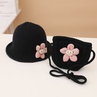 Autumn And Winter New Children's Sunflower Knitted Fisherman Hat Knitted Bag Set sku image 18