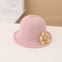 Autumn And Winter New Children's Sunflower Knitted Fisherman Hat Knitted Bag Set sku image 9