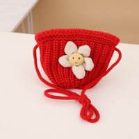 Autumn And Winter New Children's Sunflower Knitted Fisherman Hat Knitted Bag Set sku image 1