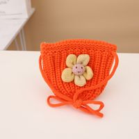 Autumn And Winter New Children's Sunflower Knitted Fisherman Hat Knitted Bag Set sku image 2