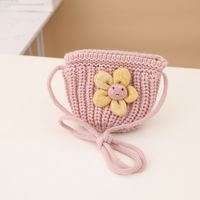 Autumn And Winter New Children's Sunflower Knitted Fisherman Hat Knitted Bag Set sku image 3