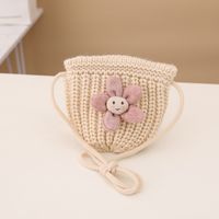 Autumn And Winter New Children's Sunflower Knitted Fisherman Hat Knitted Bag Set sku image 4