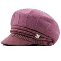 Autumn And Winter Knit Short Brim Caps Plus Velvet Warmth Riding Fashion New Rabbit Fur Beret Hat Wholesale sku image 2
