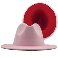 Outer Red Inner Rose Red Felt Hat Fashion Double-sided Color Matching Hat Flat Brim Jazz Hat sku image 19