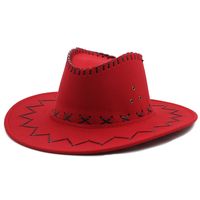 Chapeau De Paille De Cowboy Occidental Chapeau De Cowboy En Molleton De Peau De Poulet Décontracté En Gros sku image 6