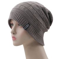 New Style Plus Velvet White Five-star Cloth Label Wave Pattern Pullover Hat Knitted Woolen Hat sku image 5