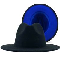 Outer Sky Blue Inner White Woolen Top Hat Fashion Double-sided Color Matching Hat Flat Brim Jazz Hat sku image 22